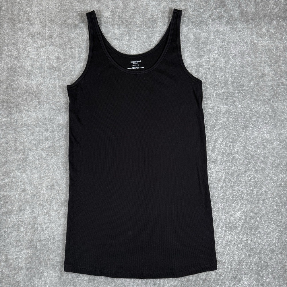 Motherhood Maternity Tank Top Women's Medium Black Ribbed Sleeveless